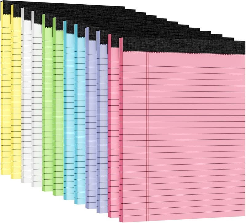 Ciphyfee 12pcs Legal Pads 8.5 x 11, Notepads 8.5 x 11 Inch, Color Note Pads Clear Print Writing Pads of Paper, Memo Pads , Perforate Legal Notepads Paper , Wide Ruled Lined with Sturdy Back,30 Sheets/Pack - Image 1